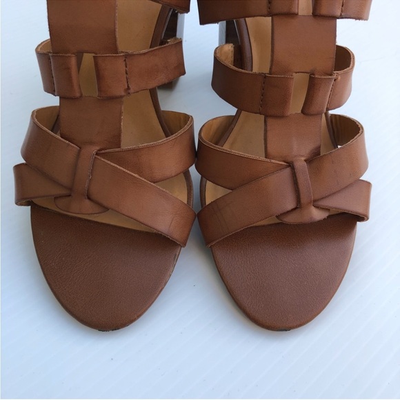 Crown Vintage Siri  Brown Strappy Sandals size 10 tan stacked heel - Picture 10 of 16